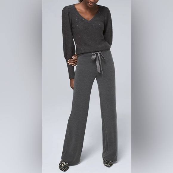 White House Black Market Wide Leg Satin Drawstring Pants Size Small NWT - Picture 2 of 10